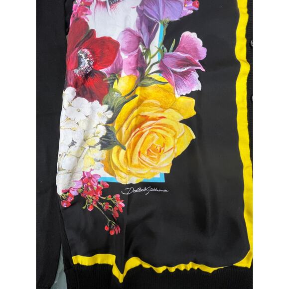 NWT Dolce & Gabbana Black Floral Print Button Cardigan Sweater top IT 42 M - Picture 7 of 9